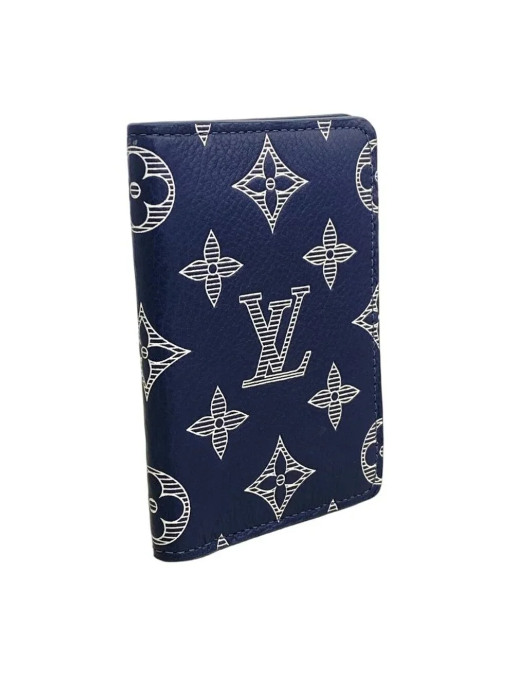 Louis Vuitton Card Case Monogram Shadow Organizer de Poche Blue Marine